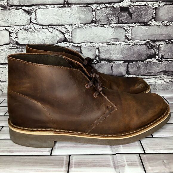 Clarks Bushacre 2 Brown Leather Lace Up Desert Ankle Chukka Boots Men Sz 13M US - Picture 2 of 15
